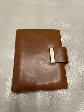 Gucci Leather Agenda, Passport Holder, and Wallet with Gold-Tone Closure